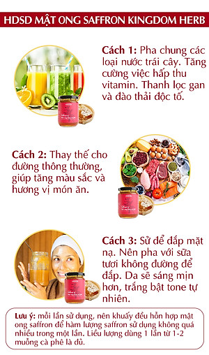 Saffron mật ong Kingdom Herb chính hãng thượng hạng nguyên chất 100% hộp 311g (tặng que lấy mật và bình thuỷ tinh)