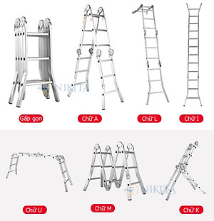 Thang nhôm gấp 4 khúc Nikita Nik54A chân choãi