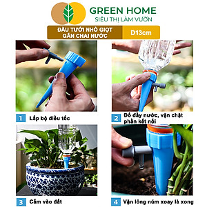 Đầu Tưới Nhỏ Giọt Gắn Chai Nước GreenHome, D13cm, Bền Bỉ, Dễ Sử Dụng, Chỉnh Được Lượng Nước, Màu Ngẫu Nhiên