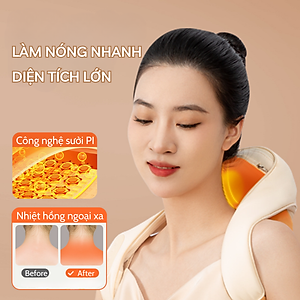 [Set Quà Tết] Máy Massage Cổ Vai Gáy   GAX-8D Healthy Care- Massage Silicon 16 Điểm Chạm Chườm Ấm Diện Rộng