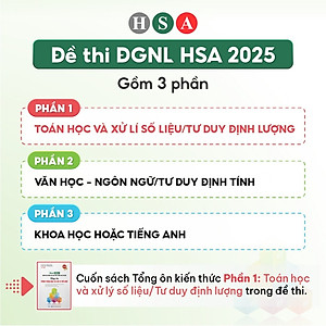 Sách ôn thi đánh giá năng lực Hà Nội HSA 2025 - Tổng ôn phần toán học và xử lý số liệu Moonbook