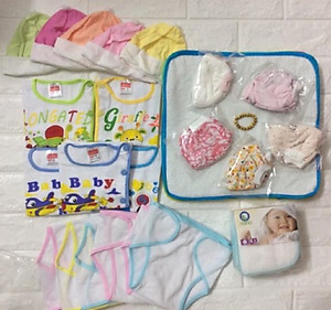 60 món đồ dùng sơ sinh(3 tay dài,2 tay ngắn)_ tặng 1 vòng dâu tằm_nón tiêu_y hình