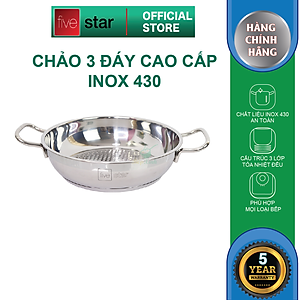 Bộ Nồi và chảo 3 Đáy Inox 430 Fivestar Standard bếp từ nắp kính