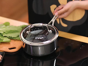 [Hàng chính hãng] Nồi, Quánh inox iMat Blackcube 16cm, Cao 8cm, Thể tích 1.6l, Phủ chống dính Daikin-Nhật Bản thế hệ mới