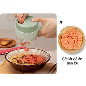 Máy xay mini cầm tay 3 trong 1 (máy xay nghiền tỏi ớt, rau củ, sinh tố;, máy nạo gọt hoa quả; máy cắt sợi, thái lát đồ ăn) dễ dàng vệ sinh - Chính hãng MINIIN (Giao màu ngẫu nhiên)
