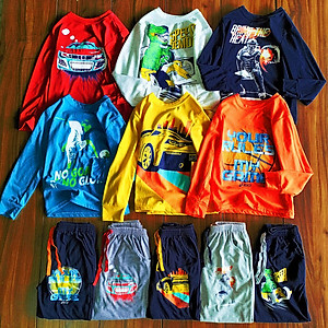 Bộ đồ dài cotton bé trai xuất dư