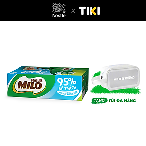 [Tặng túi chần bông] Thùng 48 hộp sữa lúa mạch Nestlé MILO Ít đường 180ml