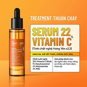 Tinh chất nghệ Hưng Yên C22 (serum) với 22% vitamin C chuyên sâu & mờ vết thâm Thuần chay 30ml