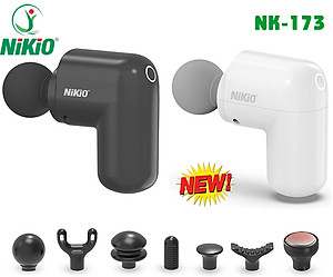 Súng Massage Cầm Tay Mini Nikio NK-173 - 6 Đầu Chuyên Dụng + 1 Đầu Nhiệt Nóng - Mát Xa Hỗ Trợ Giảm Đau Nhức Và Giãn Cơ Toàn Thân - Phù Hợp Mọi Đối Tượng, Siêu Nhỏ Gọn