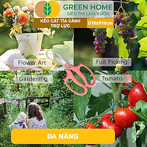 Kéo Cắt Cành GreenHome, D18xr10cm, Dụng Cụ Làm Vườn, Tối Ưu Giảm Lực Tay, Màu Sắc Hiện Đại, Dễ Sử Dụng Cắt Tỉa Hoa