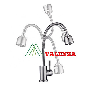 Vòi rửa bát lò xo cần mềm nóng lạnh Valenza sus304 kèm dây cấp nước inox