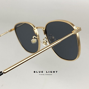 Kính Râm, Kính Mát Nam Nữ, Mắt Vuông Gọng Kim Loại Dày Cứng Cáp Đen, Nâu Chống Tia UV - BLUE LIGHT