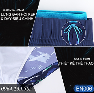 Combo đồ bơi nam giới, set 4,5 chi tiết Quần boxer 2 lớp + Kính bơi anti fog + Mũ + Bịt tai kẹp mũi + Túi đựng, mẫu cao cấp đẹp | BN007
