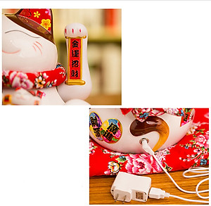 Mèo Thần Tài  Maneki Neko  vẫy tay chiêu tài lộc 16cm bằng gốm sứ - mẫu giao ngẫu nhiên