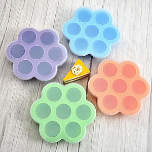 Silicone Infant Breast Milk Freezer Tray Weaning 7 Grids w/ Lid Crisper Ice Mould for Vegetable & Fruit Purees