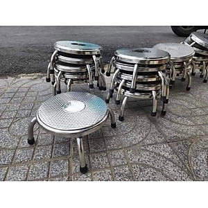 Ghế Thấp Inox, Ghế Ngồi Xổm, Ghế Nhặt Rau Đa Năng Kích Thước 25 Cm 4 Chân Có 4 Nút Cao Su Chống Trượt