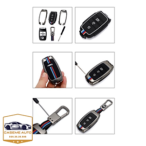 Ốp Chìa Khóa KIA Soluto, Seltos, Cerato, Sorento, Rondo 3 Nút Chất Liệu Hợp Kim, Kèm Móc Treo Cao Cấp - Hàng Nhập Khẩu