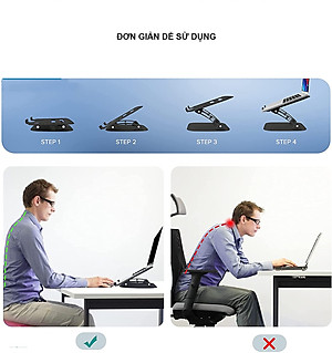 Giá Đỡ Cho Máy Tính, Laptop, iPad, Macbook Hợp Kim Nhôm Cao Cấp. Hỗ Trợ Tản Nhiệt Chống Mỏi Cổ, Vai, Gáy. Hàng Chính Hãng DEVO