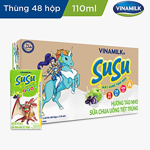 Sữa chua uống hương táo nho Vinamilk Susu - Thùng 48 hộp 110ml.