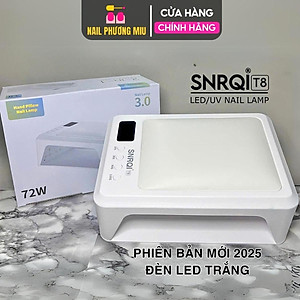 Máy Hơ T8 SNRQI Bản Mới 2025 LED TRẮNG 72W Làm Nail Nhanh Khô Sơn Gel, Bảo Hành 6 Tháng, Khoang Rộng Hơ 2 Tay Cùng Lúc, 4 Chế Độ Hơ Đệm Kê Tay 60 Bóng