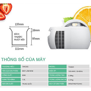 Máy Làm Kem Hoàn Toàn Tự Động Tiross TS9091 (trắng) - Hàng Chính Hãng