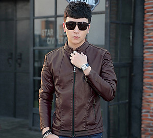 Áo khoác da nam lót lông SITAKI cao cấp - AD14 Đen