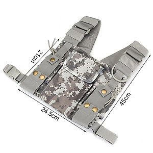 Camouflage Holster Vest Rig Pocket Radio Harness Chest Pack Pouch Walkie Nylon