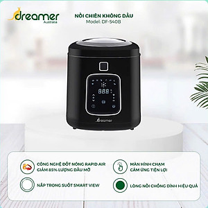 Nồi chiên không dầu Dreamer DF-S40B nắp kính trong suốt Smart View 8 chức năng 4 lít - Hàng Chính Hãng