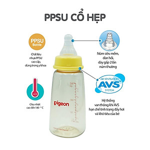 Bình sữa cổ hẹp PPSU Pigeon 160ml/ 240ml