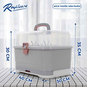 Hộp phơi úp bình sữa [Size lớn] có nắp đậy và khay hứng nước - Royalcare 8853