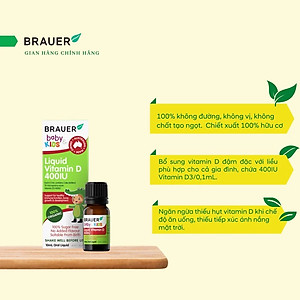Vitamin D3 cho trẻ sơ sinh, trẻ nhỏ và người lớn Brauer Úc giúp trẻ phát triển chiều cao, phòng loãng xương, ngủ ngon, tăng sức đề kháng-OZ Slim Store