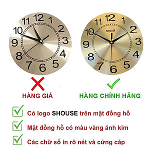 Đồng hồ treo tường A209 Shouse trang trí nghệ thuật kim trôi không gây tiếng động hiện đại sang trọng phòng khách