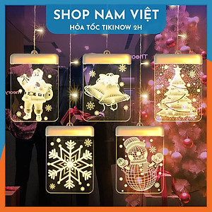 Dây Treo Đèn LED 3D Hình Cây Thông, Chuông Trang Trí Giáng Sinh, Noel - Chính Hãng NAVIVU