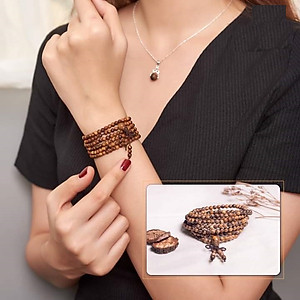 Combo 2 Vòng tràng 108 hạt gỗ đàn hương phong thủy niệm phật, kiêm vòng thời trang sang trọng đẳng cấp