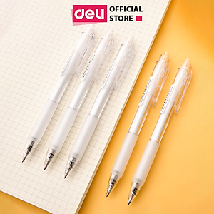 Bút Bi Nước Mực Gel Bấm Ngòi 0.5mm Deli - Thiết Kế Vỏ Trong Suốt Phù Hợp Văn Phòng Sinh Viên Học Sinh Ghi Chép Sổ Tay - A057B