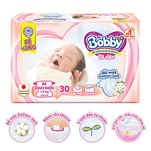 Tã dán Bobby cho trẻ sinh non dưới 3kg 30 miếng