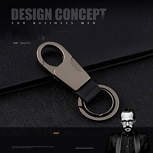 Móc chìa khóa đa năng ô tô, xe máy, gia đình thương hiệu JOBON - Thép hợp kim cao cấp - Trọng lượng: 36g - Da thật 100% - Mã: ZB-028X (màu xám) - Hàng Nhập Khẩu