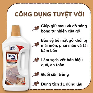 Nước lau sàn gỗ Denkmit Đức 1 lít sạch bóng, Đuổi côn trùng, Bảo vệ sàn gỗ bền đẹp