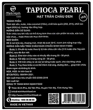 Trân Châu Đen/Caramel Cao Cấp Minh Hạnh Gói 1 Kg - Dẻo Dai, Thơm Ngon, Không Bị Dính (Tapioca Pearl)