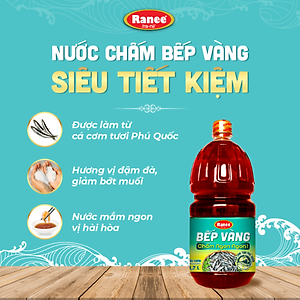 {Đơn 199k tặng hộp bơ 80g} Nước chấm Cá Cơm Bếp Vàng siêu tiết kiệm 1.7 lít
