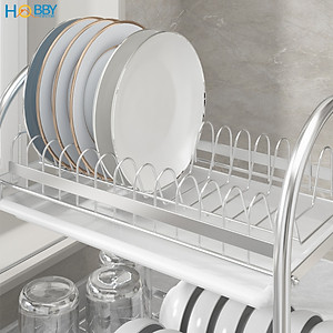 Kệ chén đa năng 2 tầng inox 304 có khay nhựa Hobby home decor KC2K