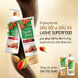 Dầu gội LASHE SUPERFOOD phục hồi hư tổn 640G