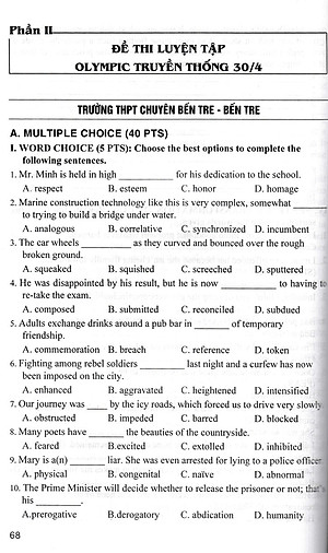 Tổng Tập Đề Thi Olympic 30 Tháng 4 Môn Tiếng Anh Lớp 11 - HA