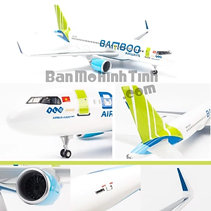 Mô hình máy bay Bamboo Airways Airbus A320 lắp ráp có đèn 47cm MBMH46