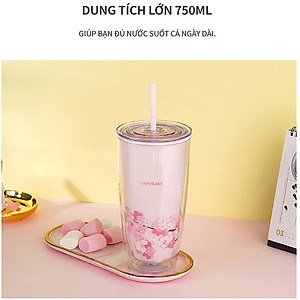 Ly Nhựa 2 Lớp LocknLock Double Wall Cold Cup Cherry Blossom 750ml HAP509
