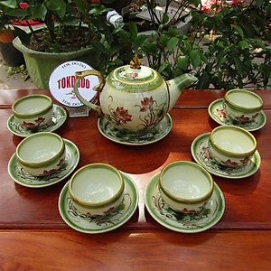 Bộ Ấm Chén Bát Tràng Hoa Vẽ Tay TOKDODO 