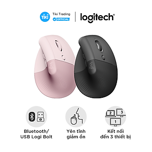 Chuột công thái học không dây Logitech Lift Vertical - Bluetooth|USB Logi Bolt, Silent giảm ồn, 4 nút tùy chỉnh, tương thích với Windows/macOS/iPad/PC - Hàng chính hãng