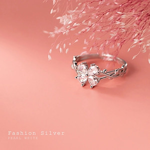 Nhẫn Nữ Bạc 925 Cỏ 4 Lá Đính Đá Xinh Xắn Bạc Hiểu Minh NU497