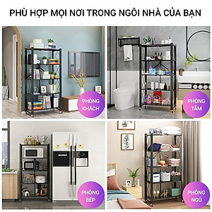 Kệ đa năng gấp gọn 3/4 tầng bằng Thép Carbon không gỉ, Kệ lò vi sóng có bánh xe, kệ sách trang trí