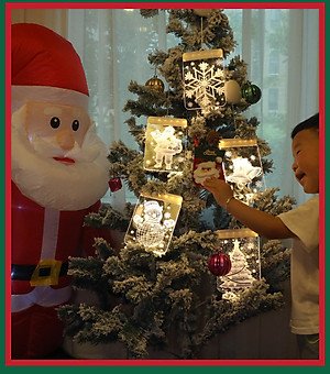 Dây Treo Đèn LED 3D Hình Cây Thông, Chuông Trang Trí Giáng Sinh, Noel, Năm Mới